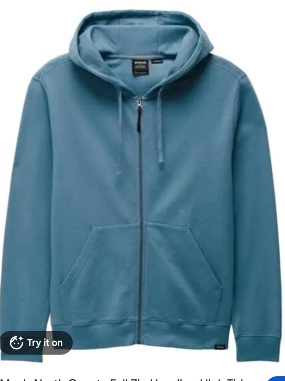 PRANA - Men's North County Full Zip Hoodie - High Tide (Blue) - Size M